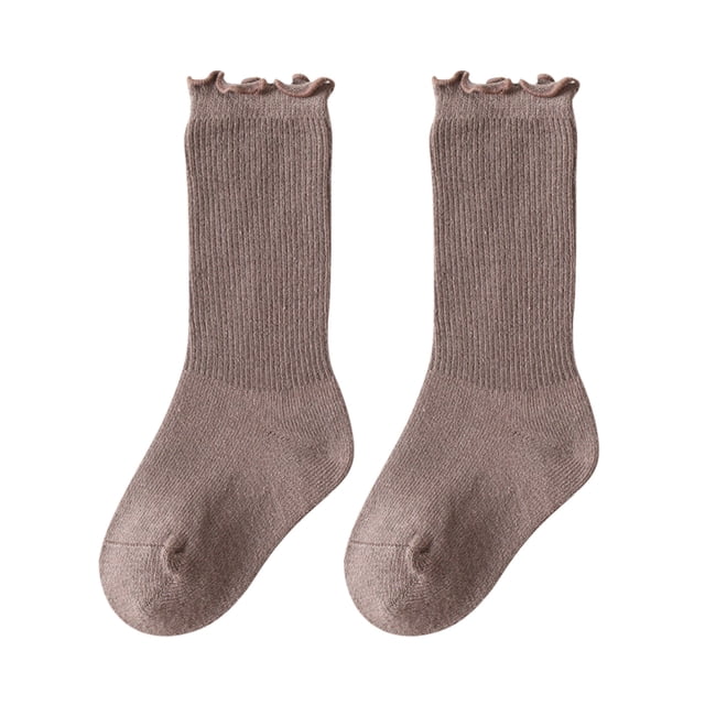 NOKIO Baby Girls Knee High Ruffle Socks for Toddler Kids, Baby Ruffled Dress Socks Over The Knee Stockings, Solid Color Boneless Loose Tube Socks