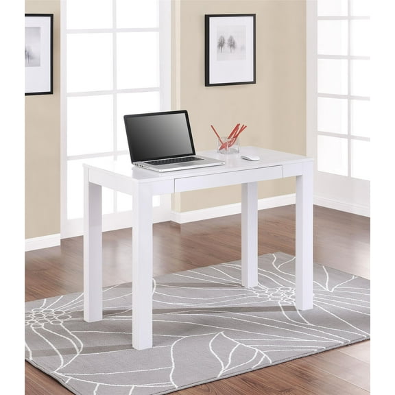 Parsons Computer Desk with Drawer, White