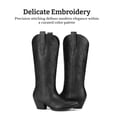 thumbnail image 4 of SMILIN Women's Knee High Cowboy Boots, Embroidered Pointed Toe Tall Western Cowgirl Boots, Black, Size 9, 4 of 7