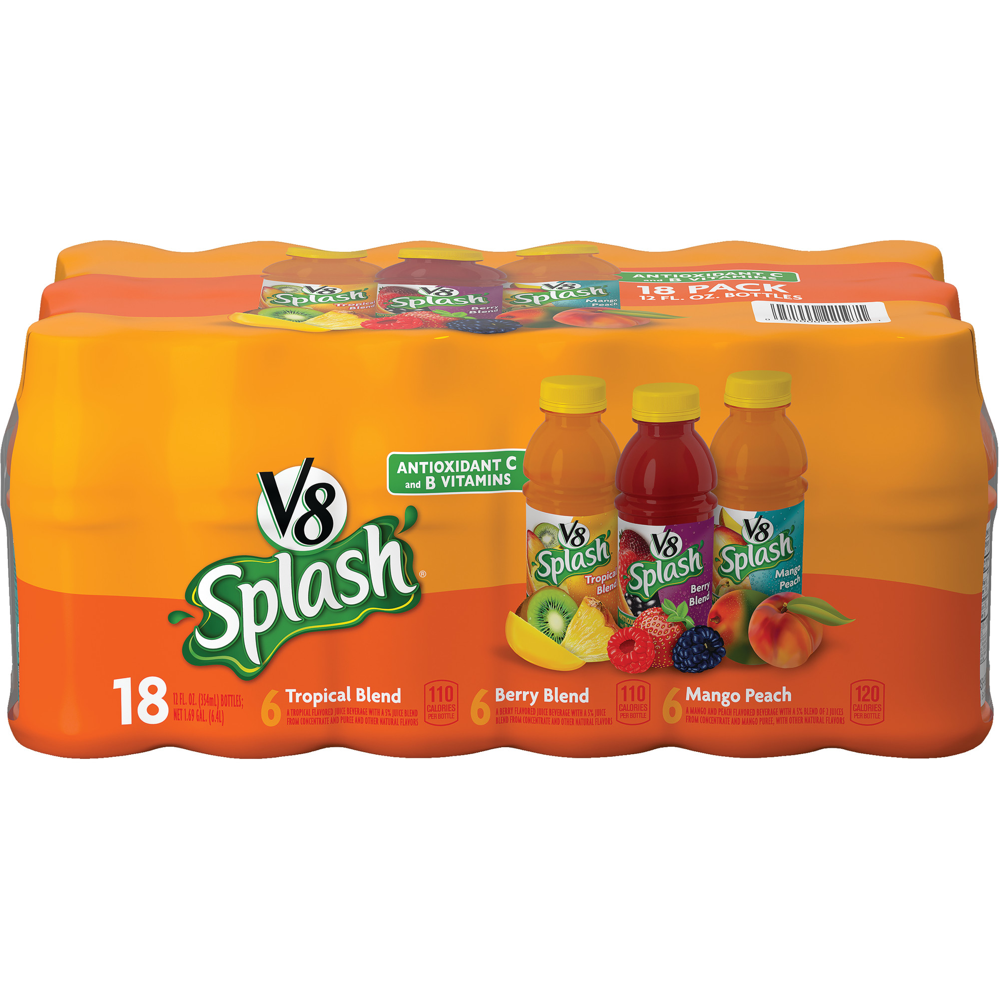 V8 Splash, Juice Drink, Variety Pack, 12 oz. Bottle (Pack of 18