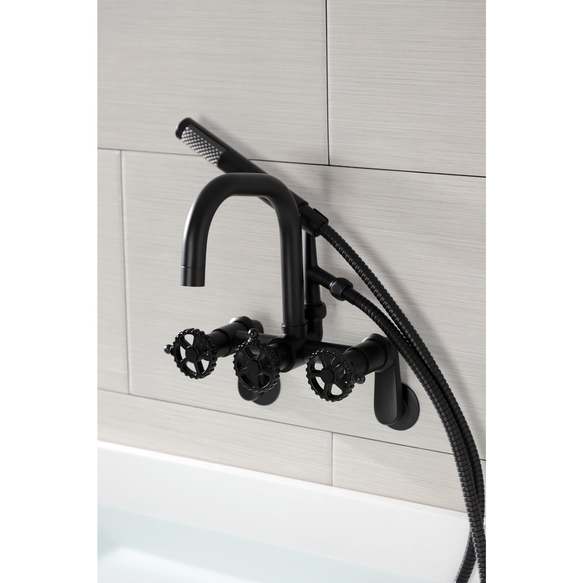 Kingston Brass AE8450CG Fuller Wall Mount Clawfoot Tub Faucet, Matte Black