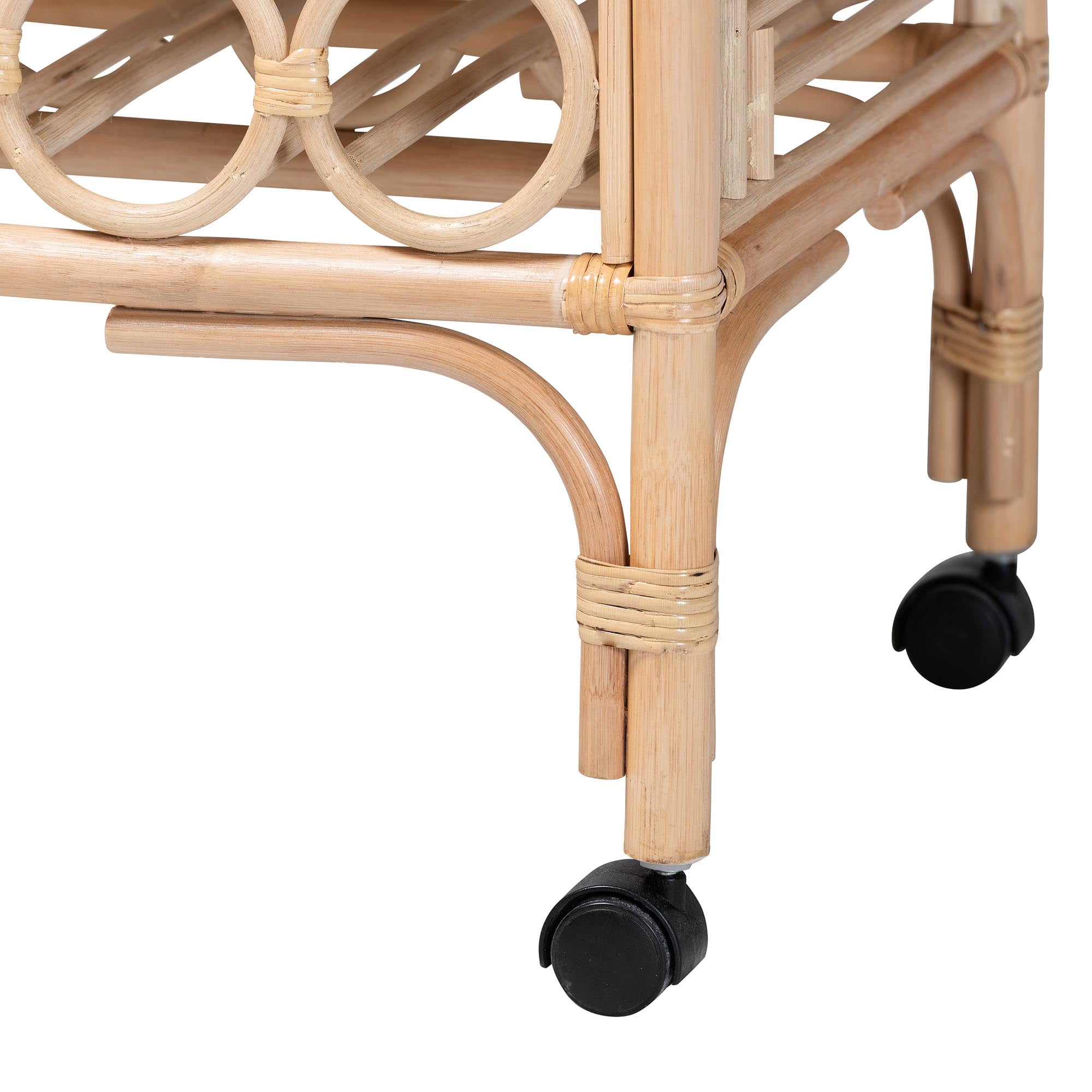 bali & pari Molina Boho Wine Cart, 2-Tier, Natural Brown
