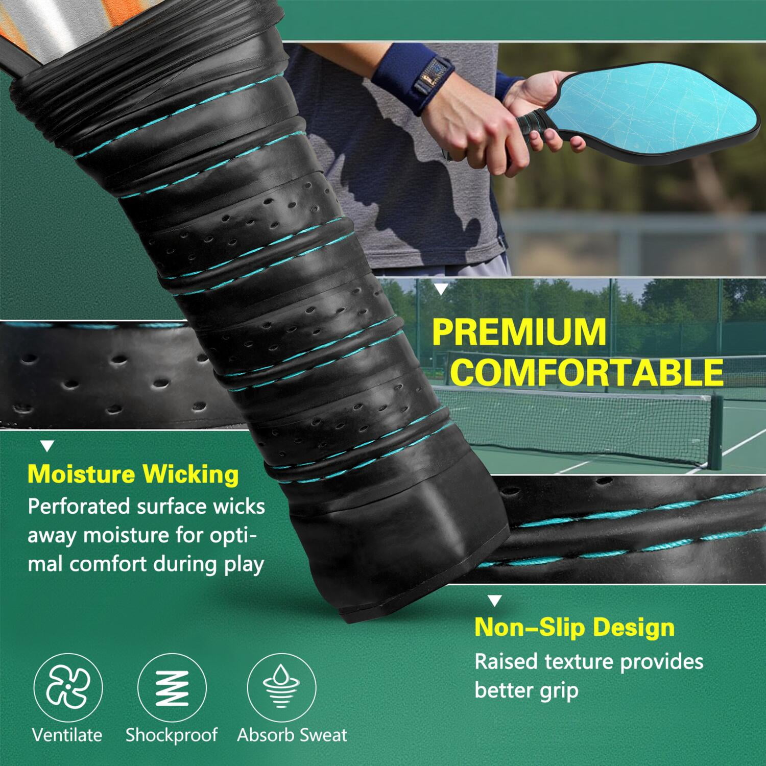 Pickleball Paddles Set Of 2, Fiberglass Surface, Ice Crystal Print, 4 Balls & Bag
