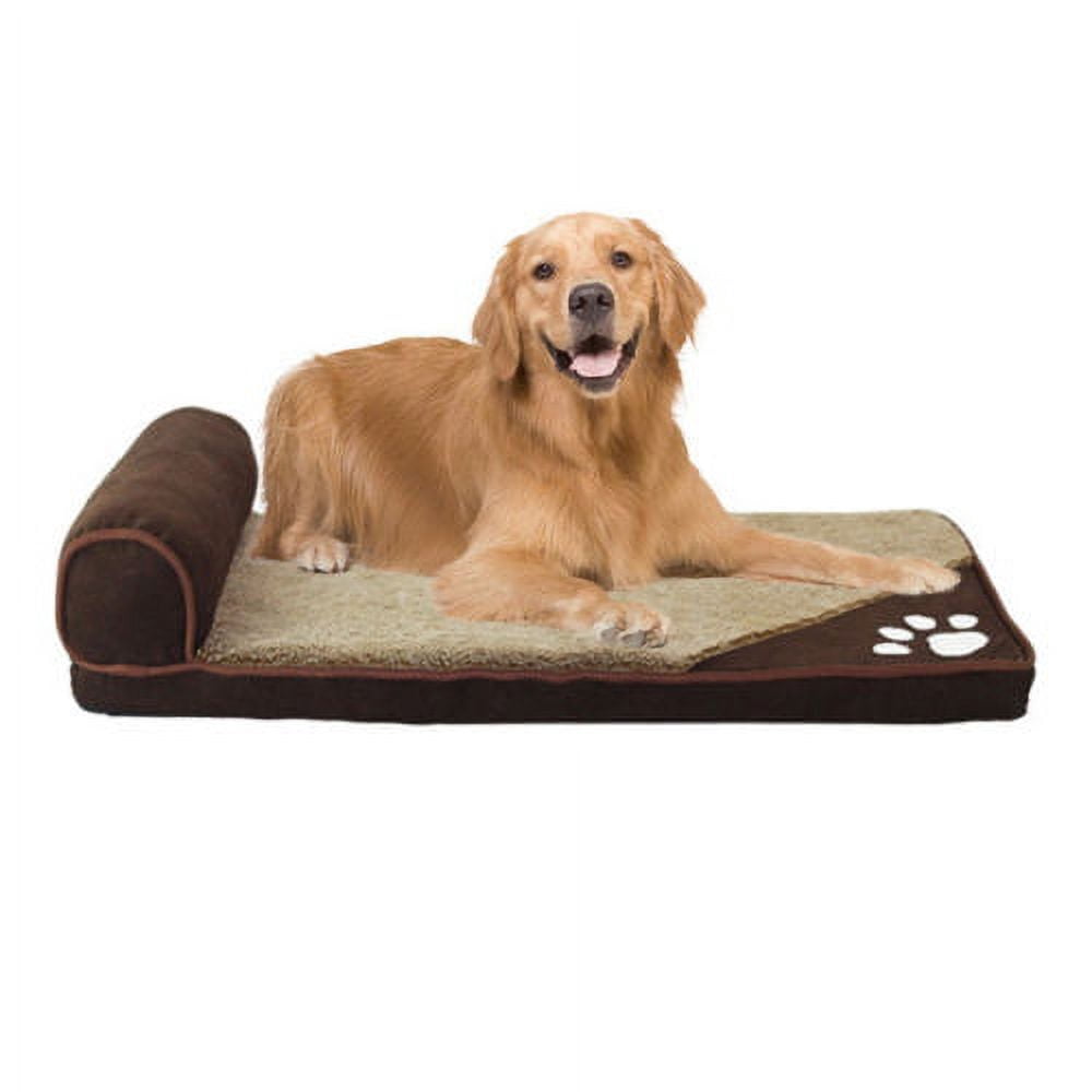 INTBUYING Brown Large Dog Bed with Headrest Edition High Density Thick Foam Pads Large 47.24"*35.4"