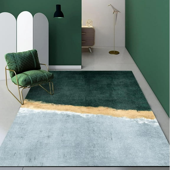 Emerald Green Washable Rug for Living Room Bedroom Diningroom Contemporary Modern Home Office Playroom Low Pile Carpet 2x3ft Abstract Indoor Outdoor Large Rugs