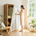 thumbnail image 2 of White Curtains for Kitchen, Privacy Cabinet Curtain Voile Dust-Proof Window Shades Doorway Sheer Curtain for Closet Storage Room, 2 of 8
