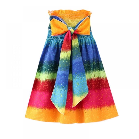 AJZIOJIRO 3-14Y Child Baby Girls Hanging Neck Beach Dress Clothing Floral Print Sleeveless Casual Dresses