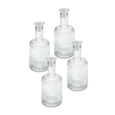 Serene Spaces Living Ribbed Glass Bottle Vase, 7.75" Tall, Set of 4