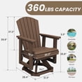 thumbnail image 4 of LOYALICE Adirondack Swivel Glider Chair, HDPE Resin Rocking Glider Chair, BrownWood, 4 of 8