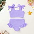 thumbnail image 2 of Tiny Cutey Toddler Girl Swimsuit Set Baby Solid Swimwear Summer Beach Bathing Suit Two Pieces for 3-4T, 2 of 6