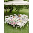 thumbnail image 3 of Outdoor Tablecloth with Umbrella Hole and Zipper, Pink Spring Floral Rectangle Table Cloth 60x102 Inch Waterproof Tablecloth, Watercolor Botanical Wildflowers Picnic Table Cover for Patio Camping, 3 of 7
