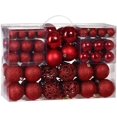 thumbnail image 1 of 100 piezas Bolas de Navidad Decoraciones para árboles de Navidad Bolas para árboles de Navidad 100 colgantes de gancho de metal Inastillable (púrpura, dorado, rojo) Adepaton LN-0882-3, 1 of 8