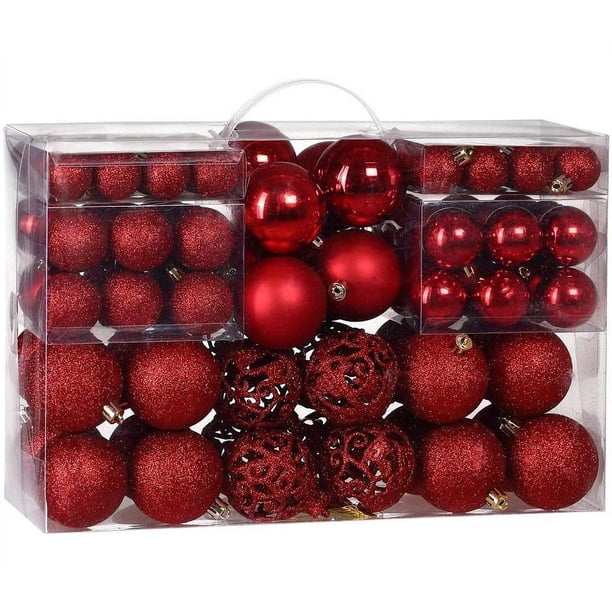 Estilo de vida y más 100 teilig Weihnachtskugeln Lila Weihnachtsbaumschmuck Weihnachtsbaumkugeln 100 Metallhaken Anhänger Bruchsicher Zhivalor LN-0882-3