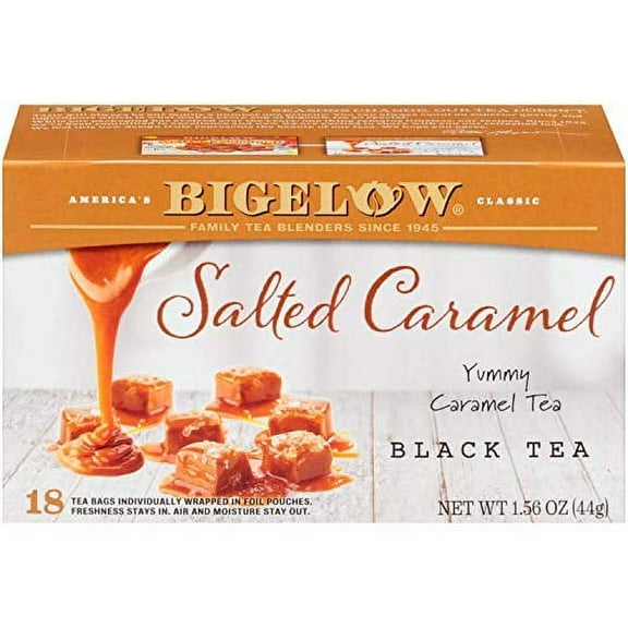 Bigelow Salted Caramel Black Tea Bags, 18 Count Box (Pack of 6) Caffeinated Black Tea, 120 Tea Bags Total