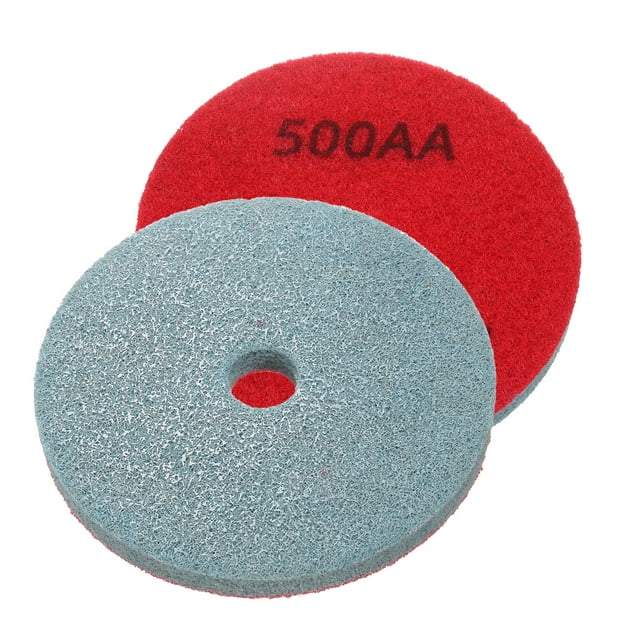 Uxcell 2pcs Diamond Sponge Fiber Polish Pad 5" 500 Grit Polish Pad Red Light Blue