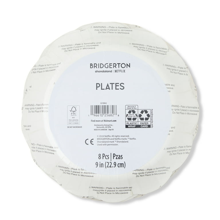 Netflix's Bridgerton Dinner Plate, Floral Pattern, Multi-Color, Disposable, Paper, 9 inch, 8 Count