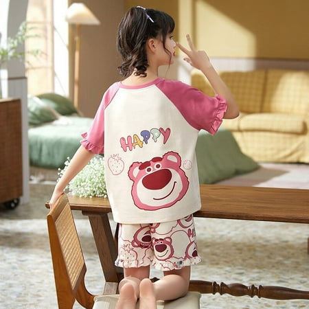 

Cartoon Sanrios Children Adult Summer Cotton Pajama Set Cute My Melody Cinnamoroll Hellokittys Short Sleeved Shorts Home Clothe