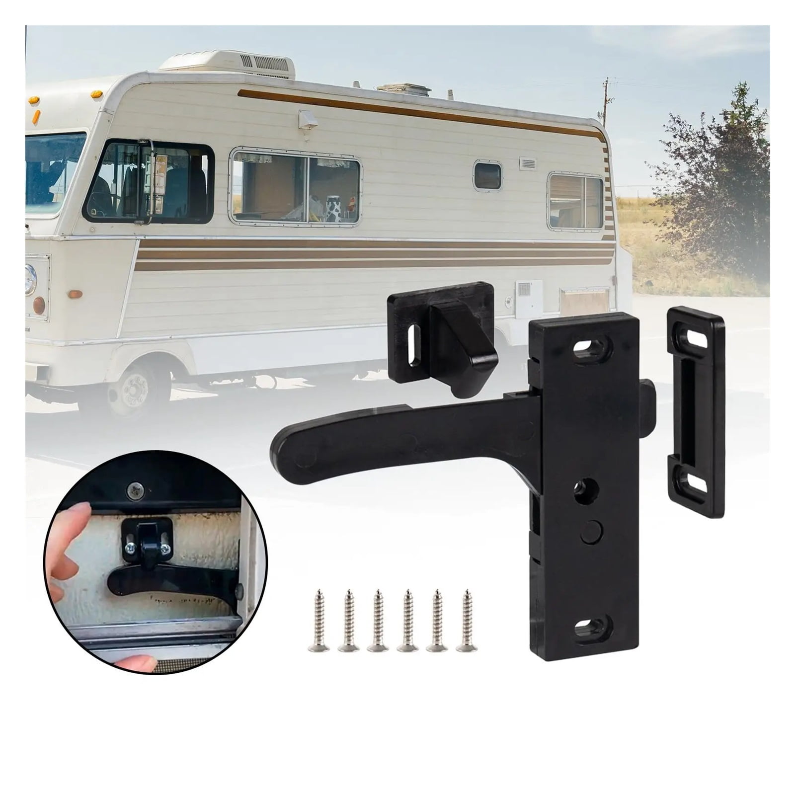 RV Screen Door Latch Entry Door Hardware Supplies Right Hand Handle Kit Accessories For RV Travel Trailer Caravan Motorhome ,Simple to Install