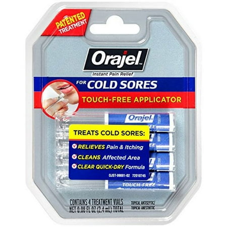 5 Pack Orajel Touch-Free Applicator for Cold Sores, 4 Treatment Vials Each