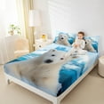 thumbnail image 3 of Manfei White Polar Bear Full Size Sheets for Kids, Antarctic Animal Lover Bed Sheets, Snow Mountain Sheet Sets, Luxury Bedroom Decor, 4pcs, 3 of 6