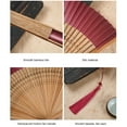 thumbnail image 6 of Ancient Fan Hollow Out with Tassels Vintage Bamboo Folding Fan Decor Ladies Hand Fan Daily Use-Purple, 6 of 7