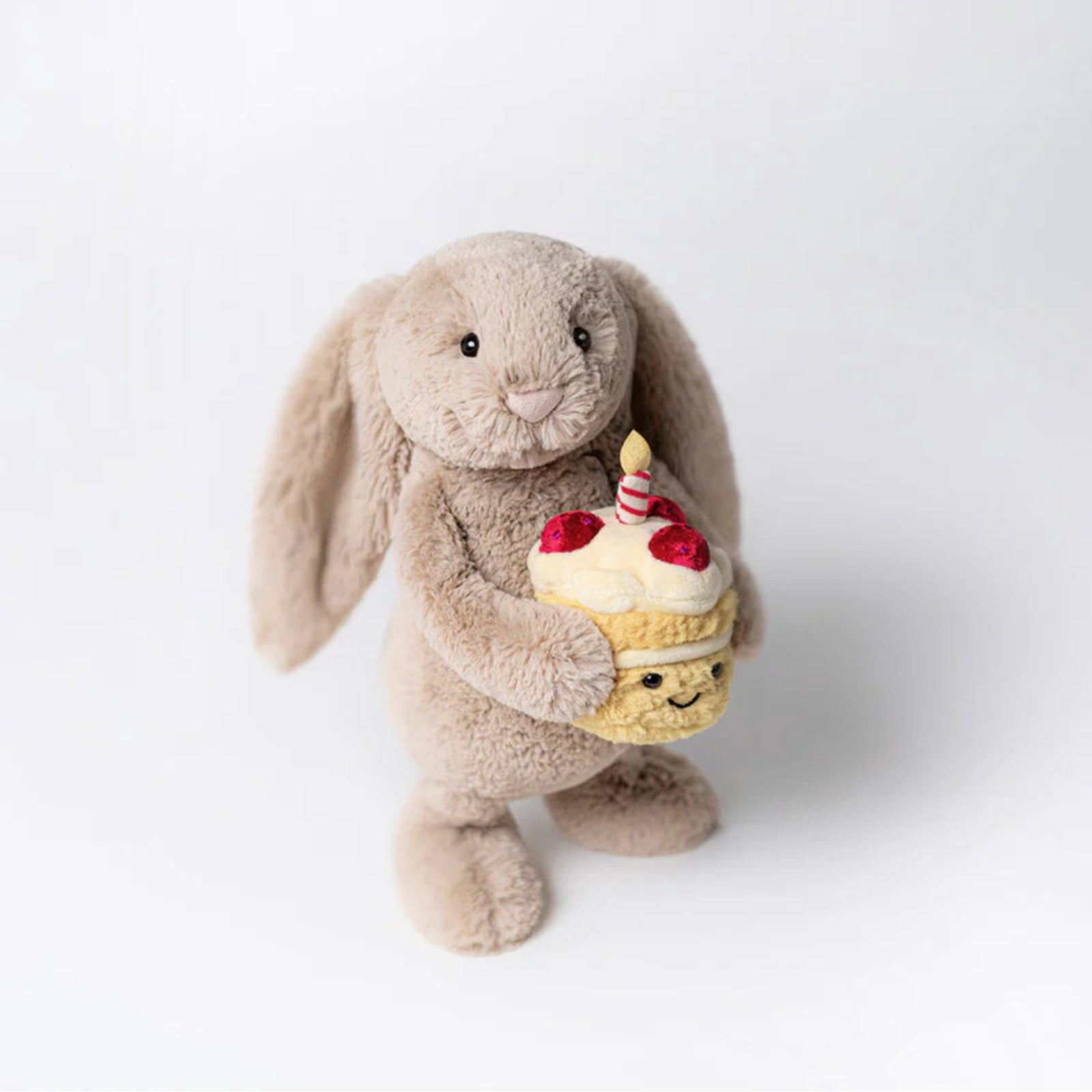 Jellycat Beige Bashful Bunny Birthday Plush - 11.8 Inch Rabbit with Cake Toy - Holiday Collectible for Kids Birthday Gift