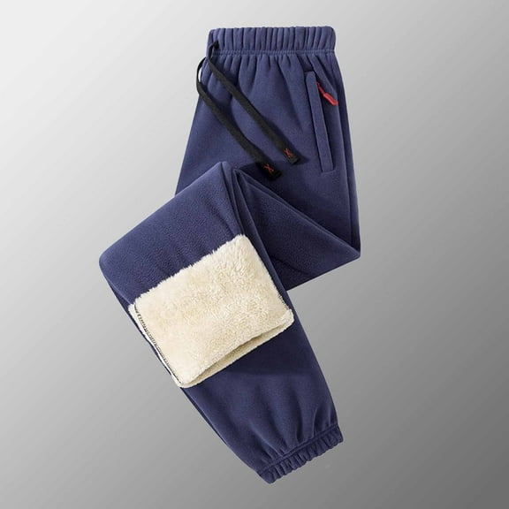 Under 10 dollars!Sherpa Lined Sweatpants for Mens Winter Warm Fleece Pants Thermal Joggers Pants for Outdoor Hiking with Pockets