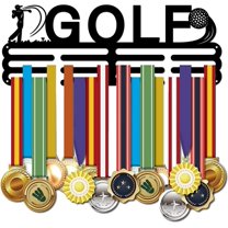 Golf Medal Display Holders Golfing Medal Display Hangers Black Sturdy Steel Medal Racks Over 60 Medals Award Display Shelf with 12 Lines Wall Mounted Medal Hangers