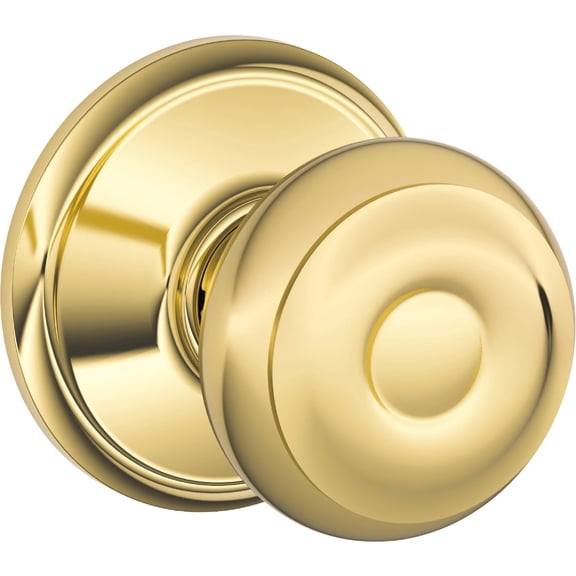 Schlage F10 V GEO 605 Georgian Door Knob, Hall & Closet Passage Lock, Bright Brass