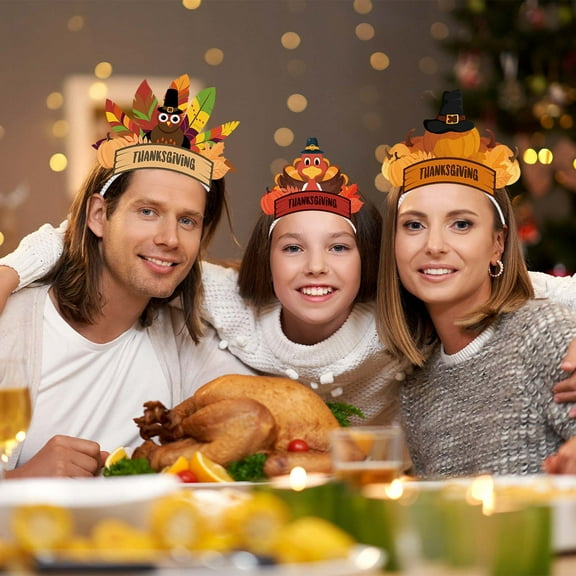 Under $10 6Pcs Thanksgiving Party Decoration Hair Bands Children's Holiday Hair Accessories Photo Props Party Decoration Headbands - multicolor