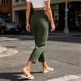 thumbnail image 6 of Guluxicc Women's Cotton Pants with Pockets Elastic Waist Button Front 7/8th Trousers for Everyday Wear Summer Casual Outfits, 6 of 9