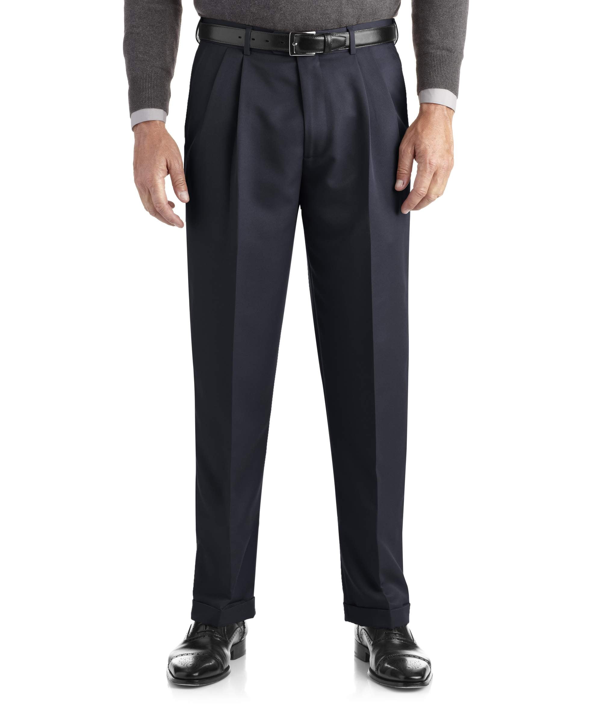 Essentials Men's Expandable Waist Classic-Fit Pleated Dress Pants