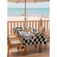 thumbnail image 2 of 54x80 Inch Outdoor Tablecloth with Umbrella Hole Zipper Rectangle Farmhouse Coffee Rectangular Tablecloths Outside Waterproof Modern Vintage Coffees Black Brown Plaid Patio Table Cover for Picnic, 2 of 8