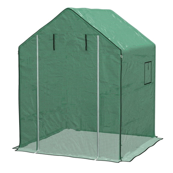 1 Piece Walk-in Greenhouse Replacement Cover for 01-0472 w/ Roll-up Door and Mesh Windows, 55"x56.25"x74.75" Reinforced Anti-Tear PE Hot House Cover (Frame Not Included), Green