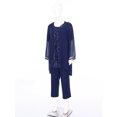 thumbnail image 3 of LiiYii Mother of the Bride Skin Friendly Women's Pant Suits for Wedding Cocktail Party, Polyester Navy Blue Floral Evening, Plus Size L/0XL, 3 of 9