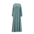 thumbnail image 3 of Jinhomg Womens Plus Size Maxi Dress Casual Loose Long Sleeve Crewneck Dresses Basic Muslim Abaya Ramadan Dress Green L, 3 of 8