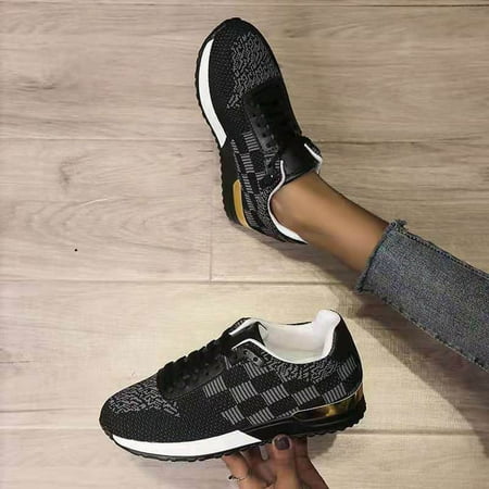 

Autumn New Style Fashion Casual Plaid Color Matching Women s Sports Wind Mesh Single Shoes