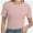 Pink, variant on Womens Scoop Neck T Shirts Basic Ribbed Tees Fitted Tshirt Plain Short Sleeve Tops Casual