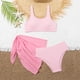 thumbnail image 1 of Traje de baño de 2 piezas para mujer, trajes de baño para mujer, bikini de tirantes de color liso para niñas pequeñas, conjunto de falda y traje de baño para la playa, 1 of 7