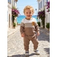 thumbnail image 6 of AceBaby Kids Boys Fall 2Pcs Outfit Sets for 3M-5Y, Contrast Color and Stripes Tops with Pants Toddler Clothes for Casual Daily, 6 of 9