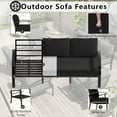 thumbnail image 6 of ASJMR 2PCS 3 Seat Aluminum Armrest Sofa with 2 Swivel Rocking Chairs & 45" Fire Pit Table & Glass Top Table & 2 Armrest single Chairs,Outdoor Patio Furniture Conversation Set,Black, 6 of 7