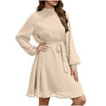 thumbnail image 1 of Birdeem Robe Mode Femme Taille Fine Manches Longues Couleur Unie, 1 of 1