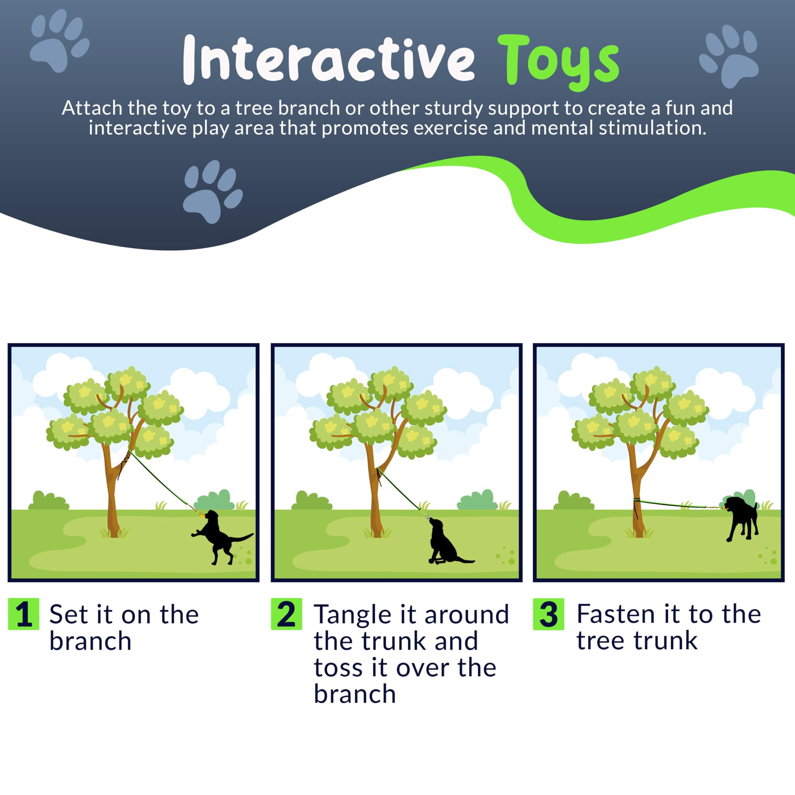 Petite Paws Tree Rope Toy for Dogs — Bungee Tug War Toy for Outdoor Exercise & Play