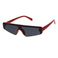 thumbnail image 2 of Flat Top Futurism Robotic Disco Narrow Half Rim Plastic Sunglasses Red Black, 2 of 4