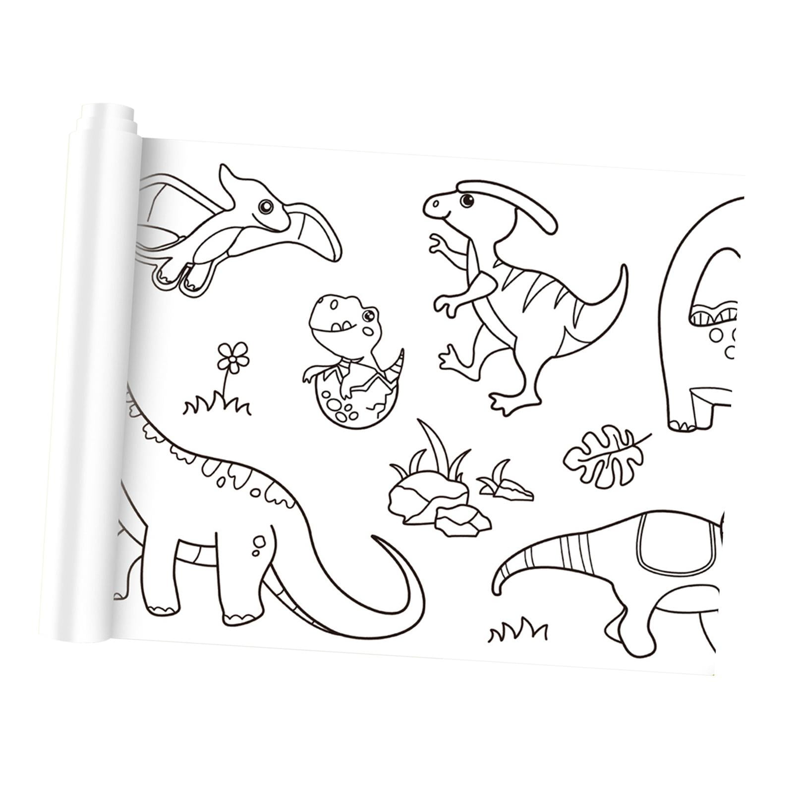 HOMYL 2xColoring Posters Birthday Gift DIY Art Paper Roll Sticky for Home Drawing Dinosaur Paradise 2 Pcs