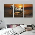 thumbnail image 3 of Awypu  Wall Canvas Animal Painting, Wall Painting Art Decor Prints Picture of Horse Riding At the Beach Framed Stretched Printed on Canvas for Home Living Room 12''x16''X3 Panels, 3 of 4