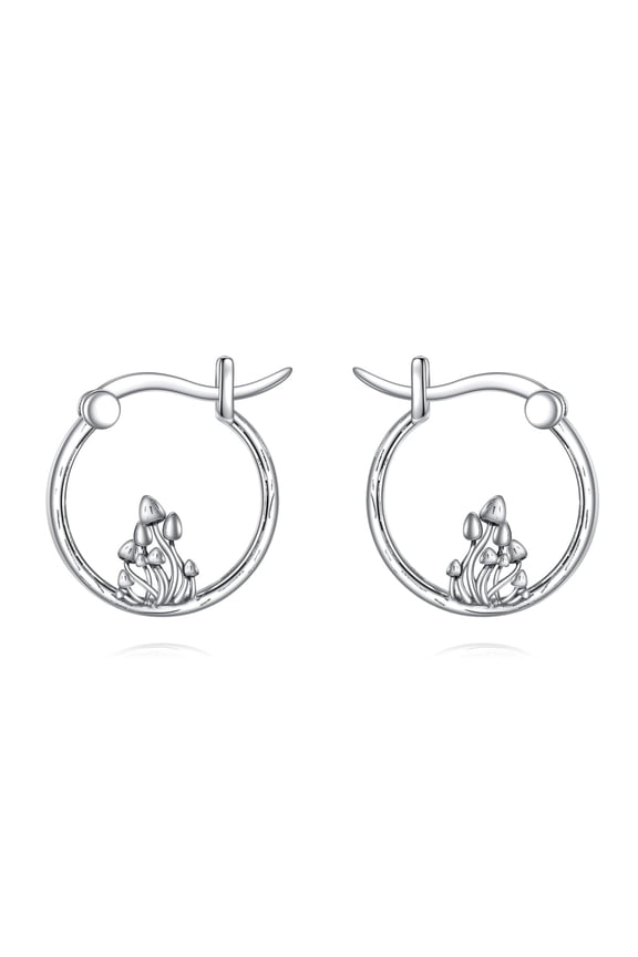Cute Animal Hoop Earrings for Women 925 Sterling Silver Jewelry for Mom Sister (Mushroom)