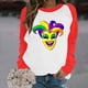 thumbnail image 5 of Xuyuer Mardi Gras Shirts for Women Shirt Funny Mask Graphic Tee Carnival Long Sleeve Shirt V Neck Top, 5 of 6