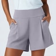 thumbnail image 2 of Miluxas Women's High Waisted Pleated Shorts Lightweight Flowy Casual Wide Leg Shorts with Pockets Comfy Summer Shorts for Yoga Workout Gray, 2 of 7