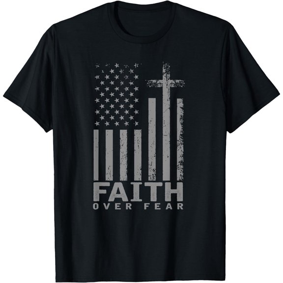 America Pride US Flag Faith Over Fear Prayer Unisex T-Shirt for Men Women Kids
